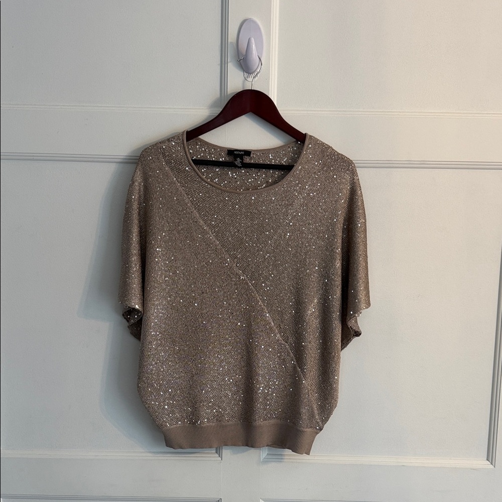 Alfani Sequin Embellished Top Bat-Wing Sleeve
